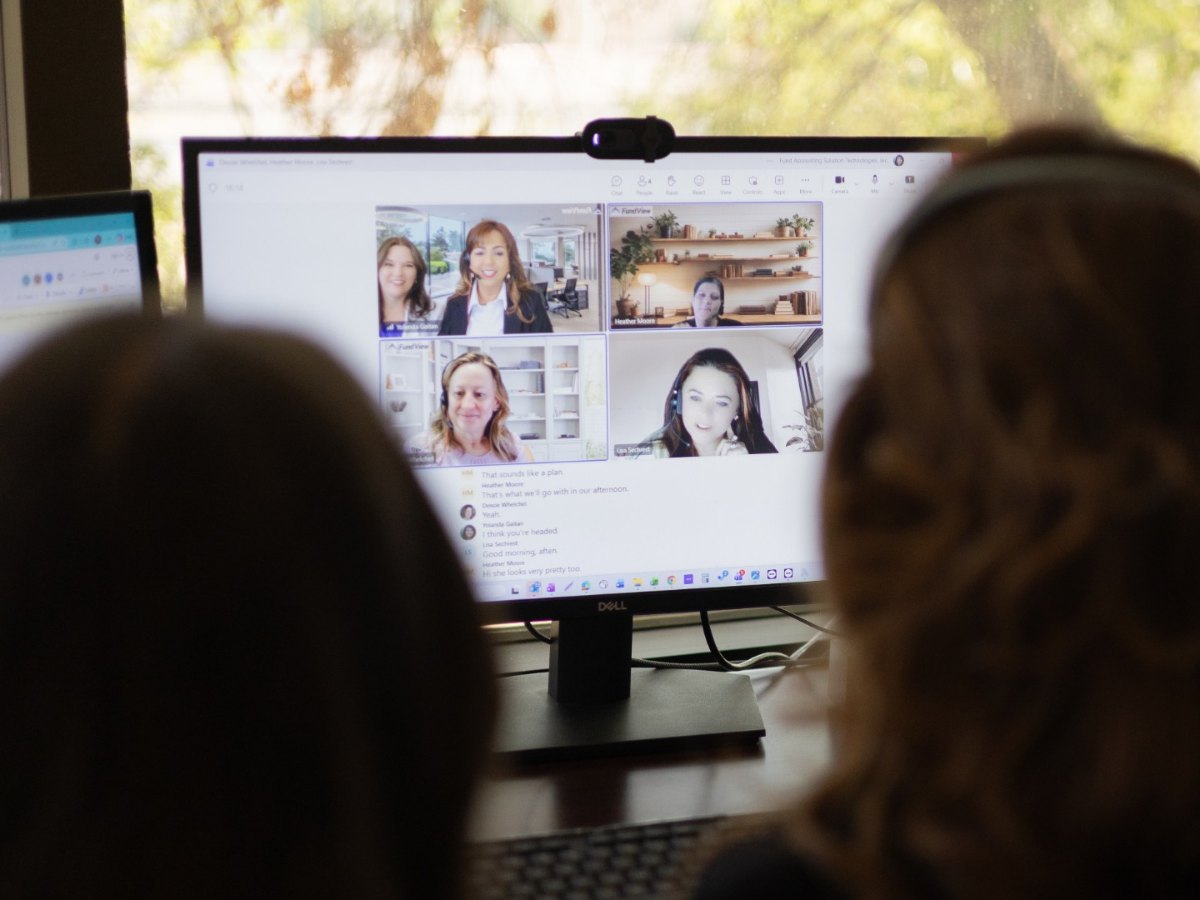 FUNDVIEW team members on a video call with customers