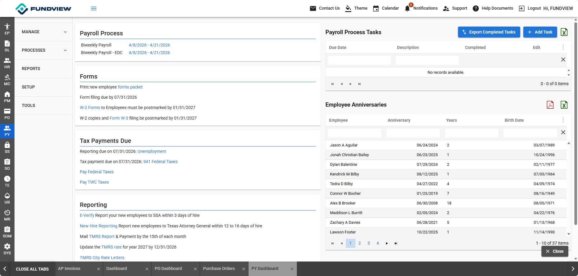 Payroll screenshot
